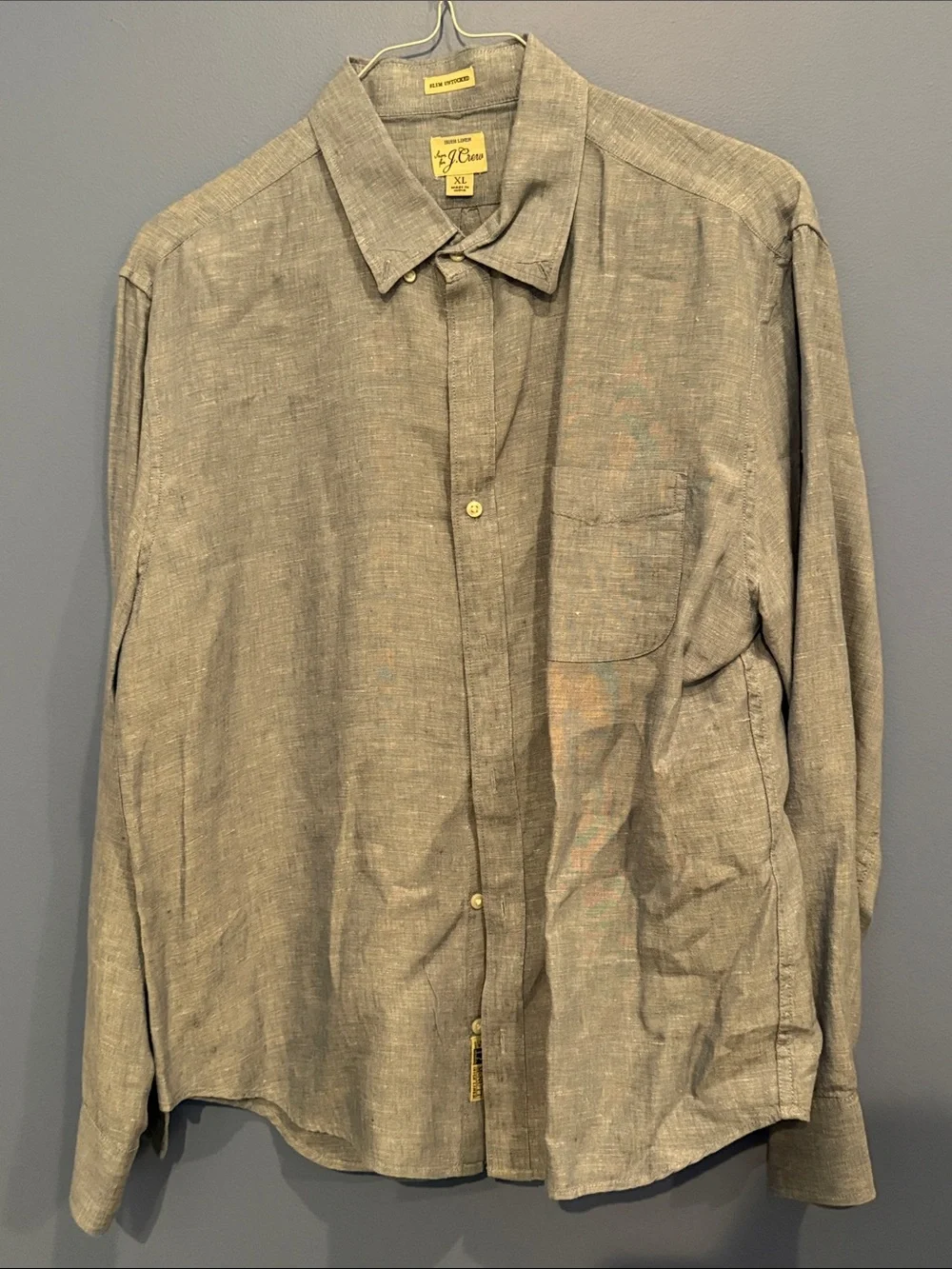 J.Crew Irish Linen Slim Untucked Button Down Shirt
